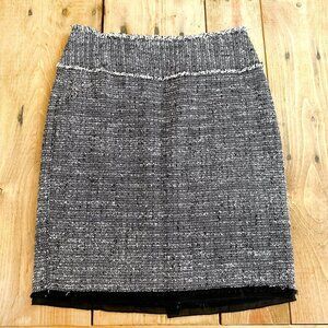 Ann Taylor Tweed Skirt Fine Italian Fabric 6 Black‎ White Gray